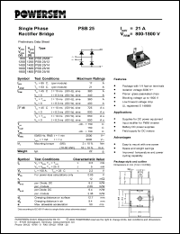 PSB25/14 datasheet: 1400 V single phase rectifier bridge PSB25/14