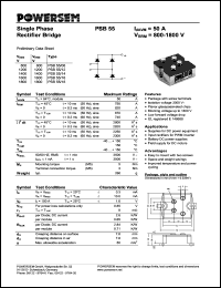 PSB55/16 datasheet: 1600 V single phase rectifier bridge PSB55/16