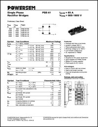 PSB61/08 datasheet: 800 V single phase rectifier bridge PSB61/08