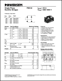 PSB62/08 datasheet: 800 V single phase rectifier bridge PSB62/08