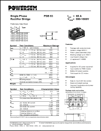PSB63/14 datasheet: 1400 V single phase rectifier bridge PSB63/14