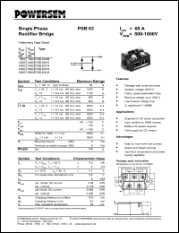 PSB63/16 datasheet: 1600 V single phase rectifier bridge PSB63/16