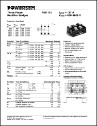 PSD112/18 datasheet: 1800 V three phase rectifier bridge PSD112/18