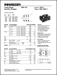 PSD125/16 datasheet: 1600 V three phase rectifier bridge PSD125/16