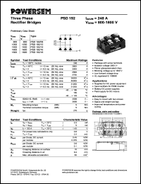 PSD192/16 datasheet: 1600 V three phase rectifier bridge PSD192/16