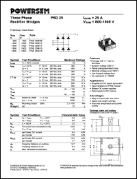 PSD25N/12 datasheet: 1200 V three phase rectifier bridge PSD25N/12