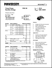 PSD28/08 datasheet: 800 V three phase rectifier bridge PSD28/08