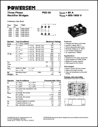 PSD50/14 datasheet: 1400 V three phase rectifier bridge PSD50/14