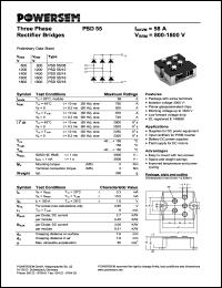 PSD55/18 datasheet: 1800 V three phase rectifier bridge PSD55/18