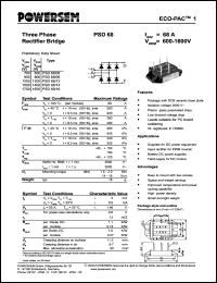 PSD68/16 datasheet: 1600 V three phase rectifier bridge PSD68/16