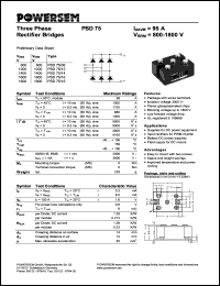 PSD75/14 datasheet: 1400 V three phase rectifier bridge PSD75/14