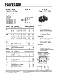 PSD82/14 datasheet: 1400 V three phase rectifier bridge PSD82/14