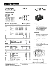 PSD83/14 datasheet: 1400 V three phase rectifier bridge PSD83/14