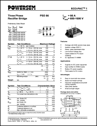 PSD86/08 datasheet: 800 V three phase rectifier bridge PSD86/08
