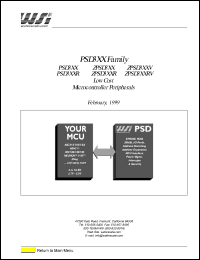 PSD302-B-15U datasheet: Programmable system device, 18 PLD inputs, EPROM 512K, SRAM=16K, bus width x8 or x16, 5V, 150ns PSD302-B-15U