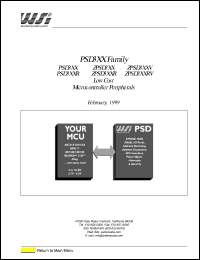 PSD302-B-90UI datasheet: Programmable system device, 18 PLD inputs, EPROM 512K, SRAM=16K, bus width x8 or x16, 5V, 90ns PSD302-B-90UI