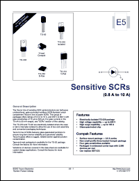 T107B1 datasheet: Sensitivities thyristor, 4 ampere, 100 volt T107B1