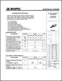 S10C60A datasheet: Schottky barrier rectifier, 10Ampere, 60V S10C60A