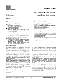 A29002-70 datasheet: 70ns 20mA 256K x 8bit CMOS 5.0V-only A29002-70