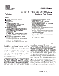 A29800TM-90 datasheet: 90ns 20mA 1uA 1024K x 8bit/512 x 16bit CMOS 5.0V-only A29800TM-90