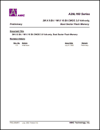 A29L160TM-70 datasheet: 70ns; active read:9mA; programm/erase:20mA 0.2uA 2M x 8bit/1M x 16bit CMOS 3.0V-only boot sector flash memory A29L160TM-70