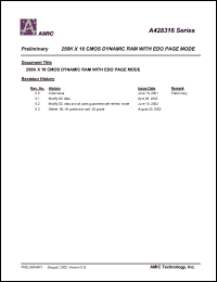 A428316V-35 datasheet: 35ns 256K x 16bit CMOS dynamic ram with EDO page mode A428316V-35