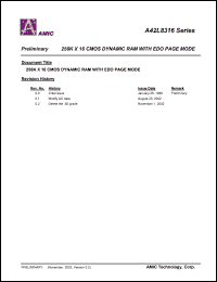 A42L8316S-40 datasheet: 40ns; 256K x 16 CMOS dynamic RAM with EDO page mode A42L8316S-40