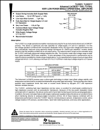 TLV2221CDBVR datasheet:  SINGLE LINCMOS(TM) RAIL-TO-RAIL UPOWER OPERATIONAL AMPLIFIER TLV2221CDBVR