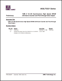 A63L73321E-10 datasheet: 10ns 128K x 32bit synchronous high speed SRAM A63L73321E-10