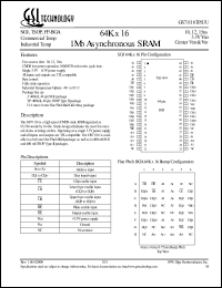 GS71116TP-15I datasheet: 15ns 64K x 16 1Mb asynchronous SRAM GS71116TP-15I