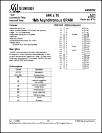 GS71216TP-10I datasheet: 10ns 64K x 16 1Mb asynchronous SRAM GS71216TP-10I