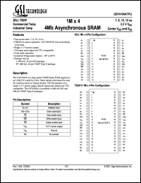 GS74104ATP-10 datasheet: 10ns 1M x 4 4Mb asynchronous SRAM GS74104ATP-10