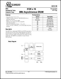 GS78116B-10 datasheet: 10ns 512K x 16 8Mb asynchronous SRAM GS78116B-10