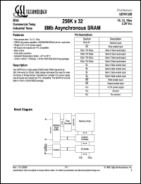 GS78132B-10 datasheet: 10ns 256K x 32 8Mb asynchronous SRAM GS78132B-10