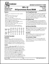 GS81032AT-5 datasheet: 12ns 100MHz 32K x 32 1Mb synchronous burst SRAM GS81032AT-5