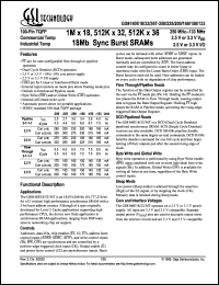 GS8160E32T-250 datasheet: 5.5ns 250MHz 512K x 32 synchronous burst SRAM GS8160E32T-250