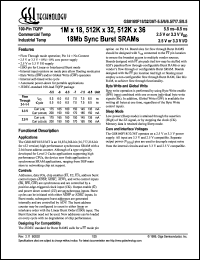 GS8160F32T-7.5 datasheet: 7.5ns 512K x 32 18MB synchronous burst SRAM GS8160F32T-7.5
