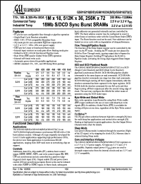 GS816218B-166 datasheet: 7ns 166MHz 1M x 18 18MB S/DCD synchronous burst SRAM GS816218B-166