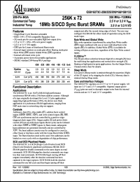 GS816273C-150 datasheet: 150MHz 256K x 72 18MB S/DCD synchronous burst SRAM GS816273C-150