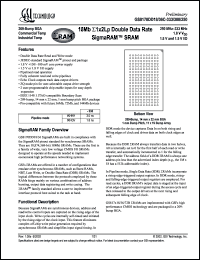 GS8170DD36C-300I datasheet: 300MHz 512K x 36 18MB double data rate sigmaRAM SRAM GS8170DD36C-300I