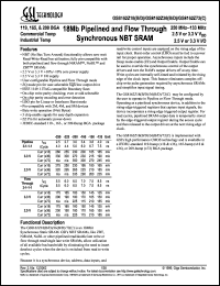 GS8162Z36B-150 datasheet: 150MHz 7.5ns 512K x 36 18MB pipelined and flow through synchronous NBT SRAM GS8162Z36B-150