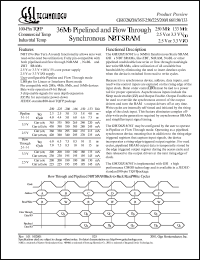GS8320Z18T-200 datasheet: 200MHz 7.5ns 2M x 18 36Mb pipelined and flow through synchronous NBT SRAM GS8320Z18T-200
