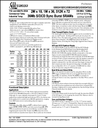 GS832436B-200 datasheet: 200MHz 7.5ns 1M x 36 36Mb SCD/DCD pipeline/flow through SRAM GS832436B-200