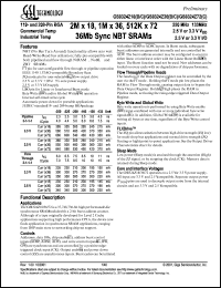 GS8324Z18B-225 datasheet: 225MHz 6.5ns 2M x 18 36Mb sync NBT SRAM GS8324Z18B-225