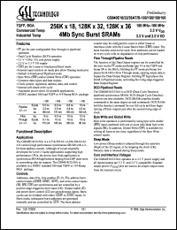 GS840E32AB-166I datasheet: 166MHz 8.5ns 256K x 18 4Mb sync burst SRAM GS840E32AB-166I