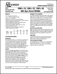 GS840FH18AT-10 datasheet: 10ns 256K x 18 4Mb sync burst SRAM GS840FH18AT-10