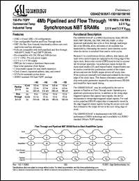 GS840Z18AT-150 datasheet: 150MHz 10ns 256K x 18 4Mb pipelined and flow through synchronous NBT SRAM GS840Z18AT-150