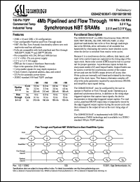 GS840Z18AT-166I datasheet: 166MHz 8.5ns 256K x 18 4Mb pipelined and flow through synchronous NBT SRAM GS840Z18AT-166I