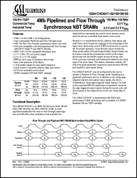 GS841Z18AT-166I datasheet: 166MHz 8.5ns 256K x 18 4Mb pipelined and flow through synchronous NBT SRAM GS841Z18AT-166I