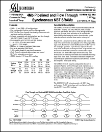 GS842Z18AB-166 datasheet: 166MHz 8.5ns 256K x 18 4Mb pipelined and flow through synchronous NBT SRAM GS842Z18AB-166